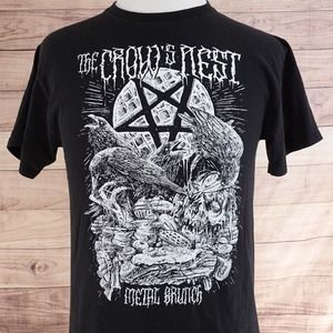 THE CROW'S NEST T-SHIRTS UNISEX PULLOVER TOP SIZE M BLACK METAL BRUNCH ST LOUIS